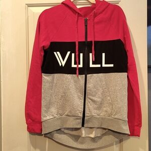 NWOT VULL Women's Red/Black/Gray Zipper Up Hoodie Size XL